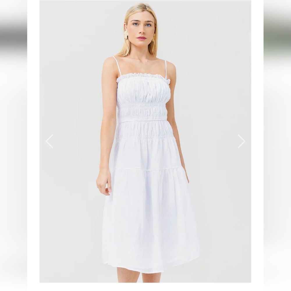 Frame white sleeveless sundress smoked MIDI sz XL